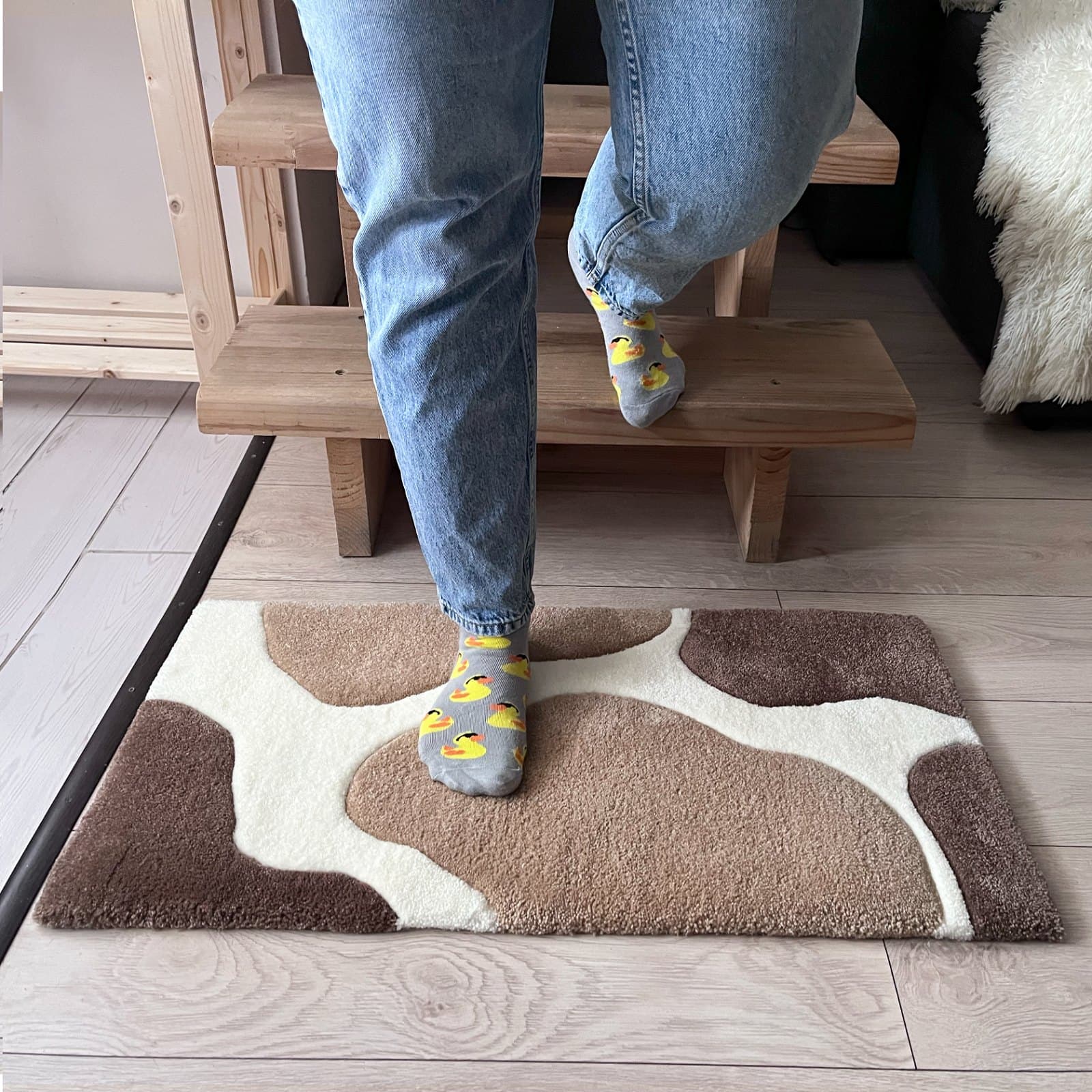 Килим Килим «Молочна Річка» — абстрактна мапа / коров’яча шкура | Тафтинговий Килим від майстерні "Щаслива Качка" - Слайд 7