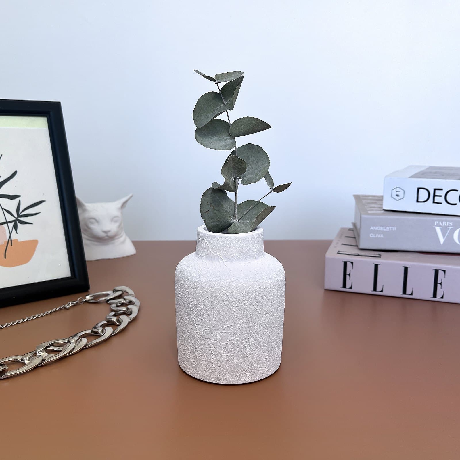 Ваза Scandi Фактурна Біла | Гіпсовий Виріб від майстерні "Щаслива Качка" - Слайд 4