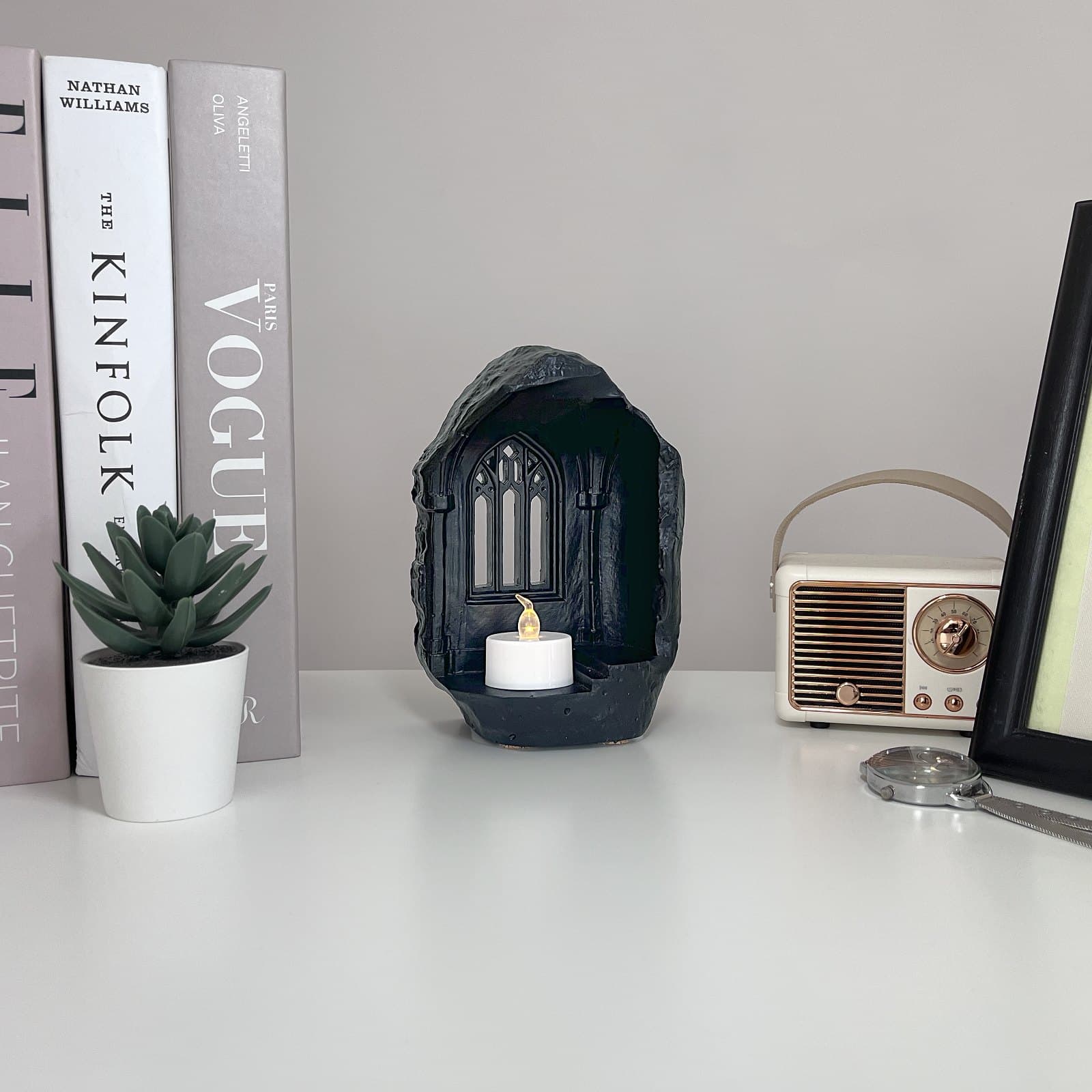 Підсвічник Чарівний Замок з Чайною Свічкою | Гіпсовий Виріб від майстерні "Щаслива Качка" - Слайд 3