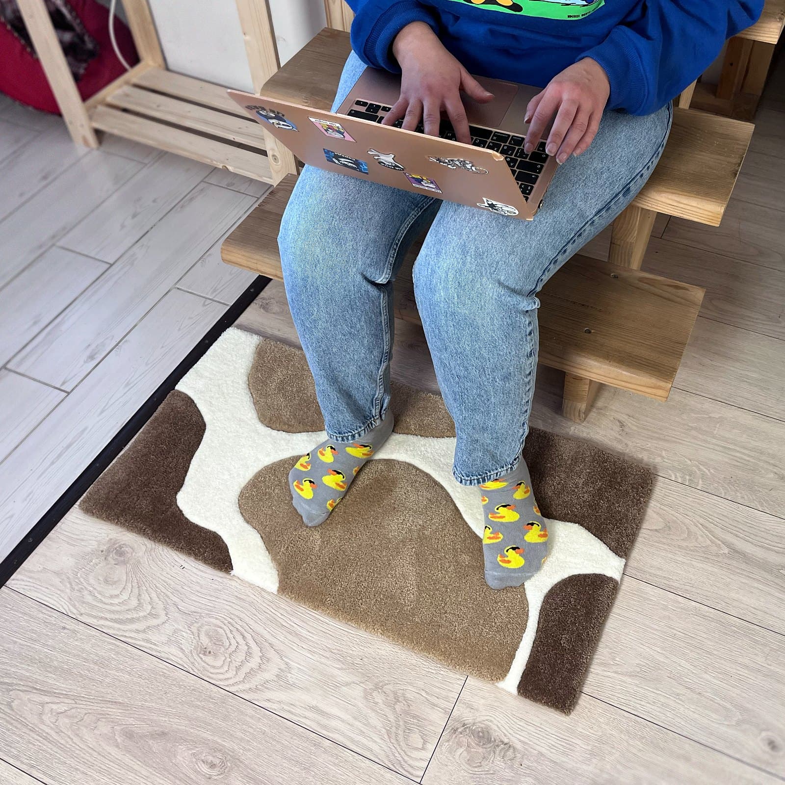 Килим Килим «Молочна Річка» — абстрактна мапа / коров’яча шкура | Тафтинговий Килим від майстерні "Щаслива Качка" - Слайд 8