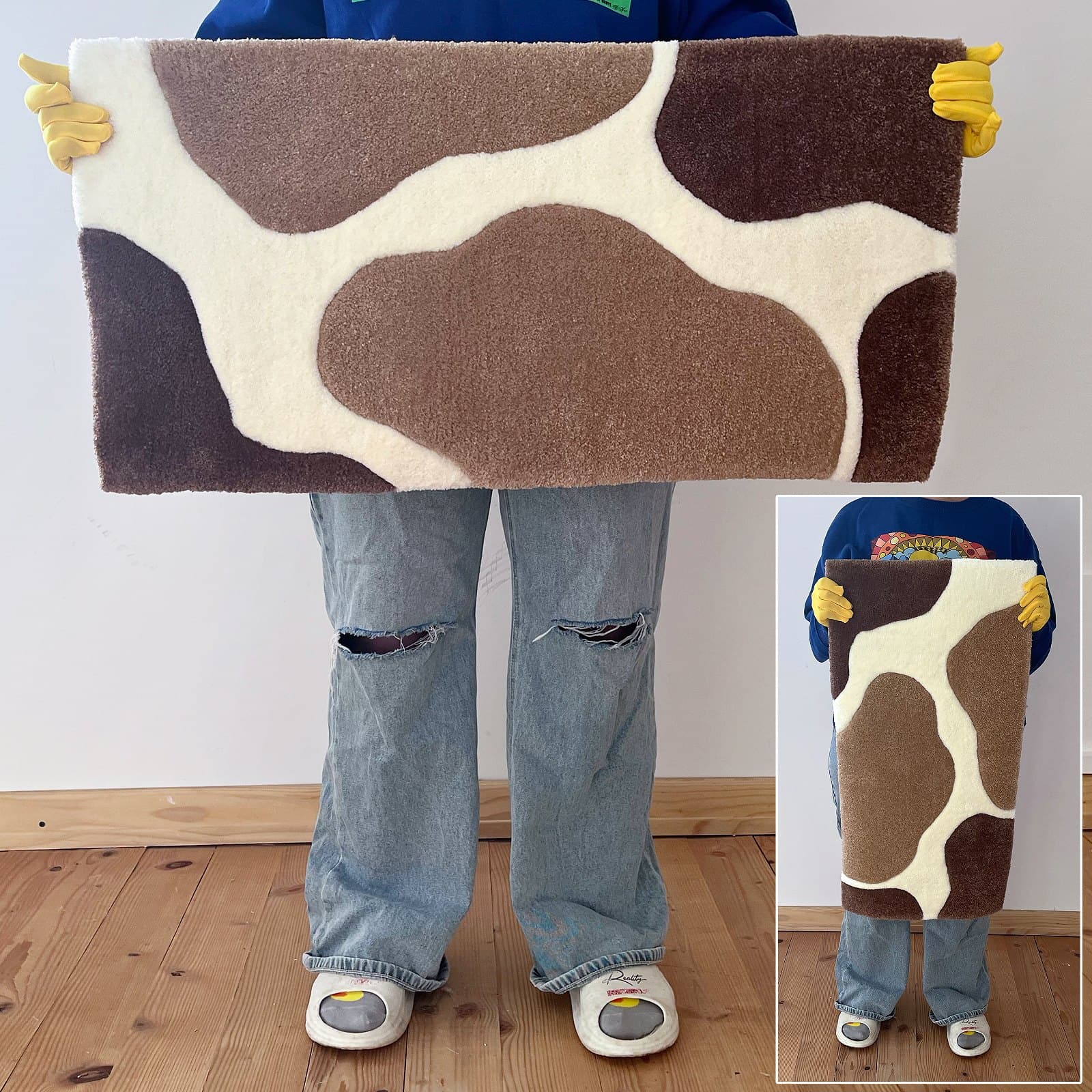 Килим Килим «Молочна Річка» — абстрактна мапа / коров’яча шкура | Тафтинговий Килим від майстерні "Щаслива Качка" - Слайд 10