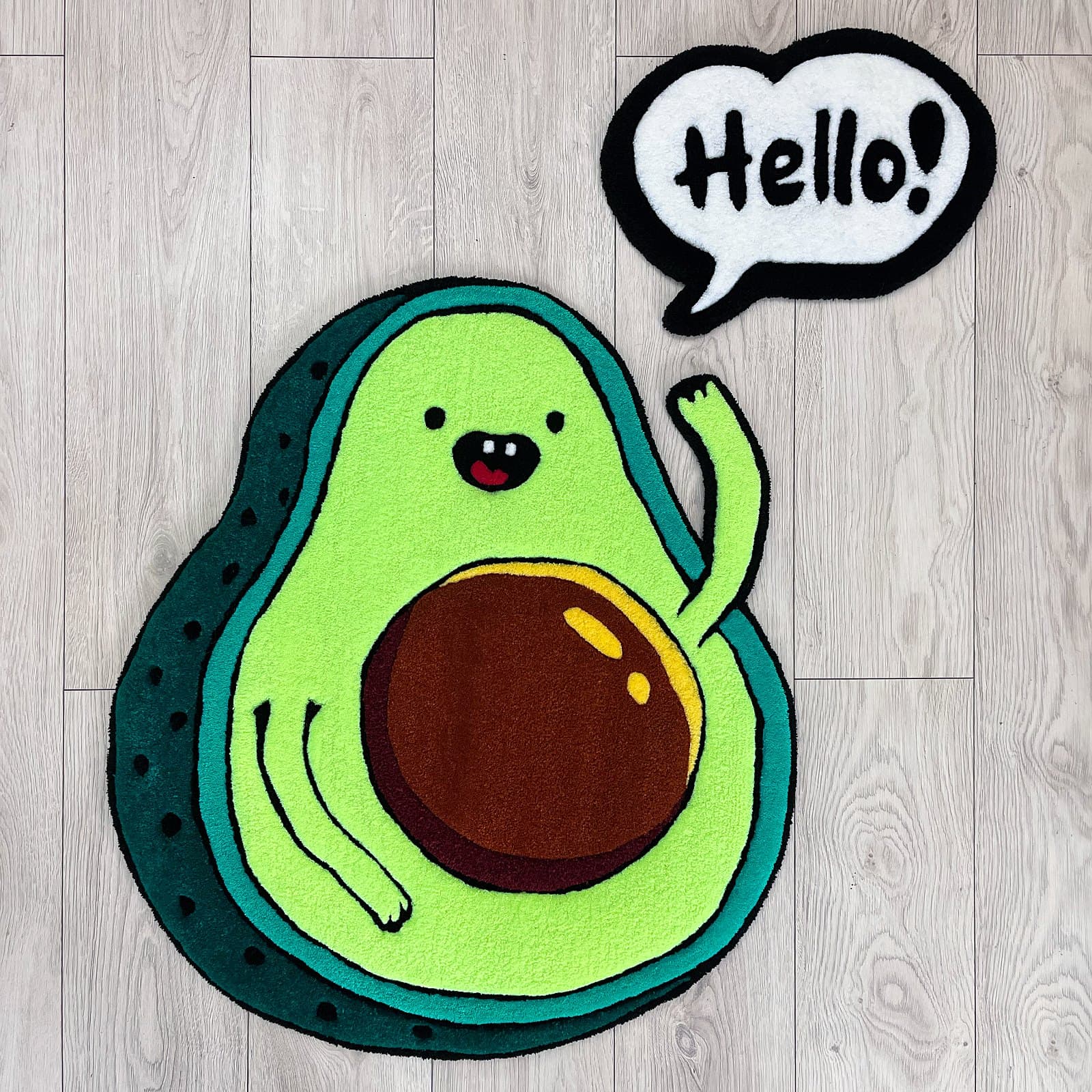 Килим Веселе Авокадо та бульбашка "Hello!" (набір з 2 килимів) - Тафтинговий Килим