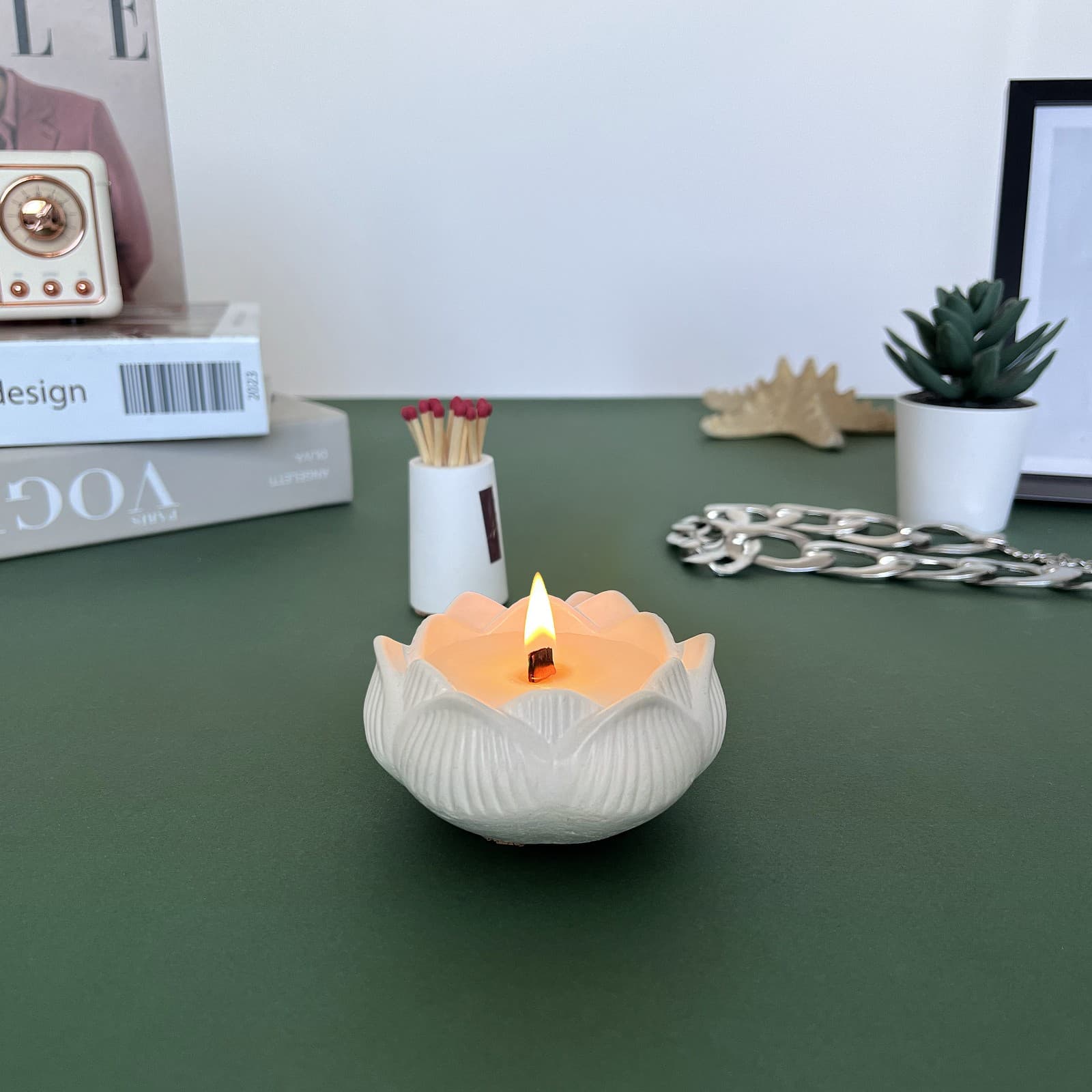 Кашпо Лотос Біле | Гіпсовий Виріб від майстерні "Щаслива Качка" - Слайд 3