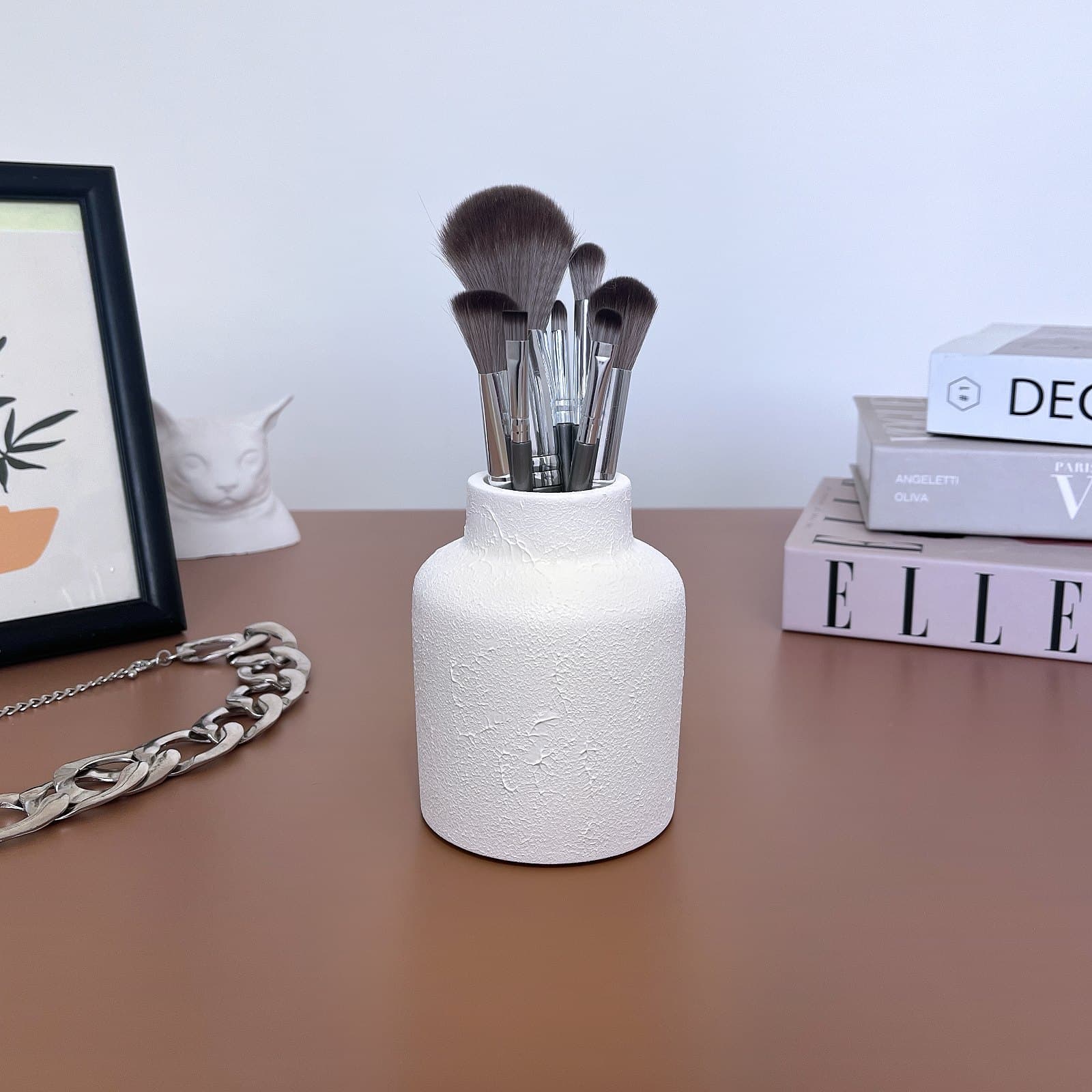 Ваза Scandi Фактурна Біла | Гіпсовий Виріб від майстерні "Щаслива Качка" - Слайд 3