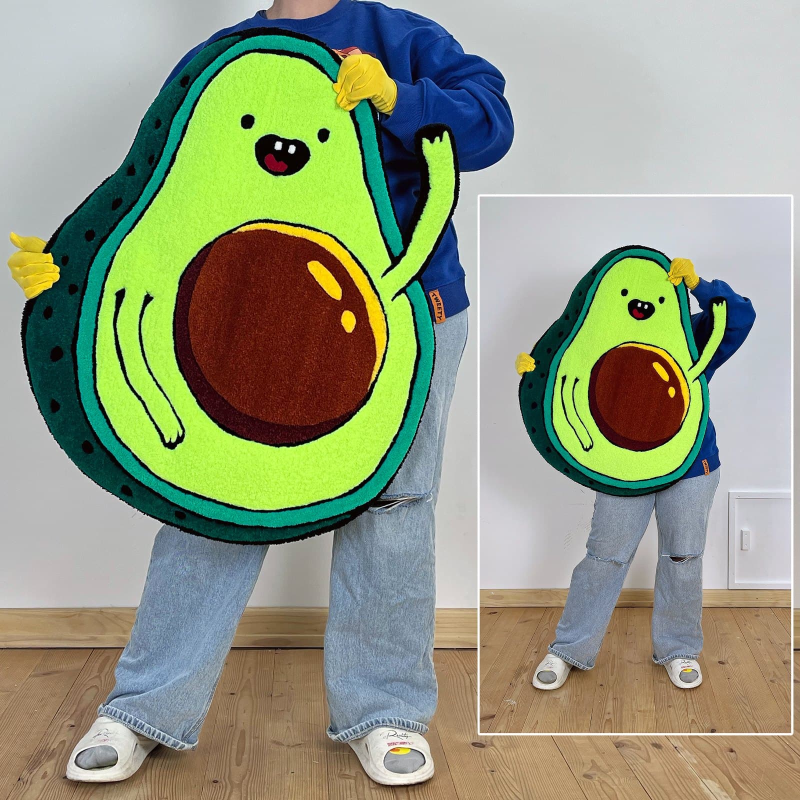 Килим Веселе Авокадо та бульбашка "Hello!" (набір з 2 килимів) | Тафтинговий Килим від майстерні "Щаслива Качка" - Слайд 16