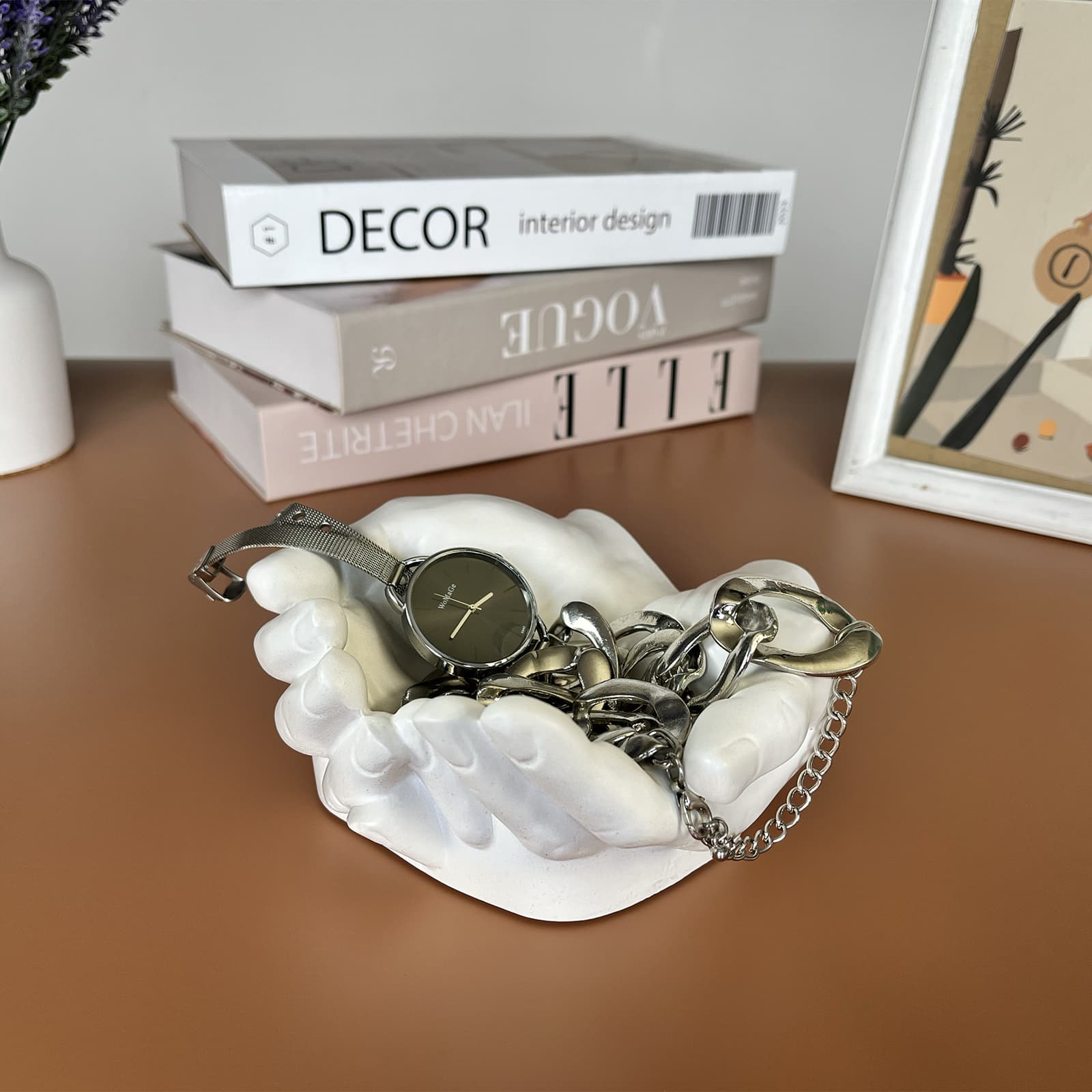 Кашпо Долоні Біле | Гіпсовий Виріб від майстерні "Щаслива Качка" - Слайд 6