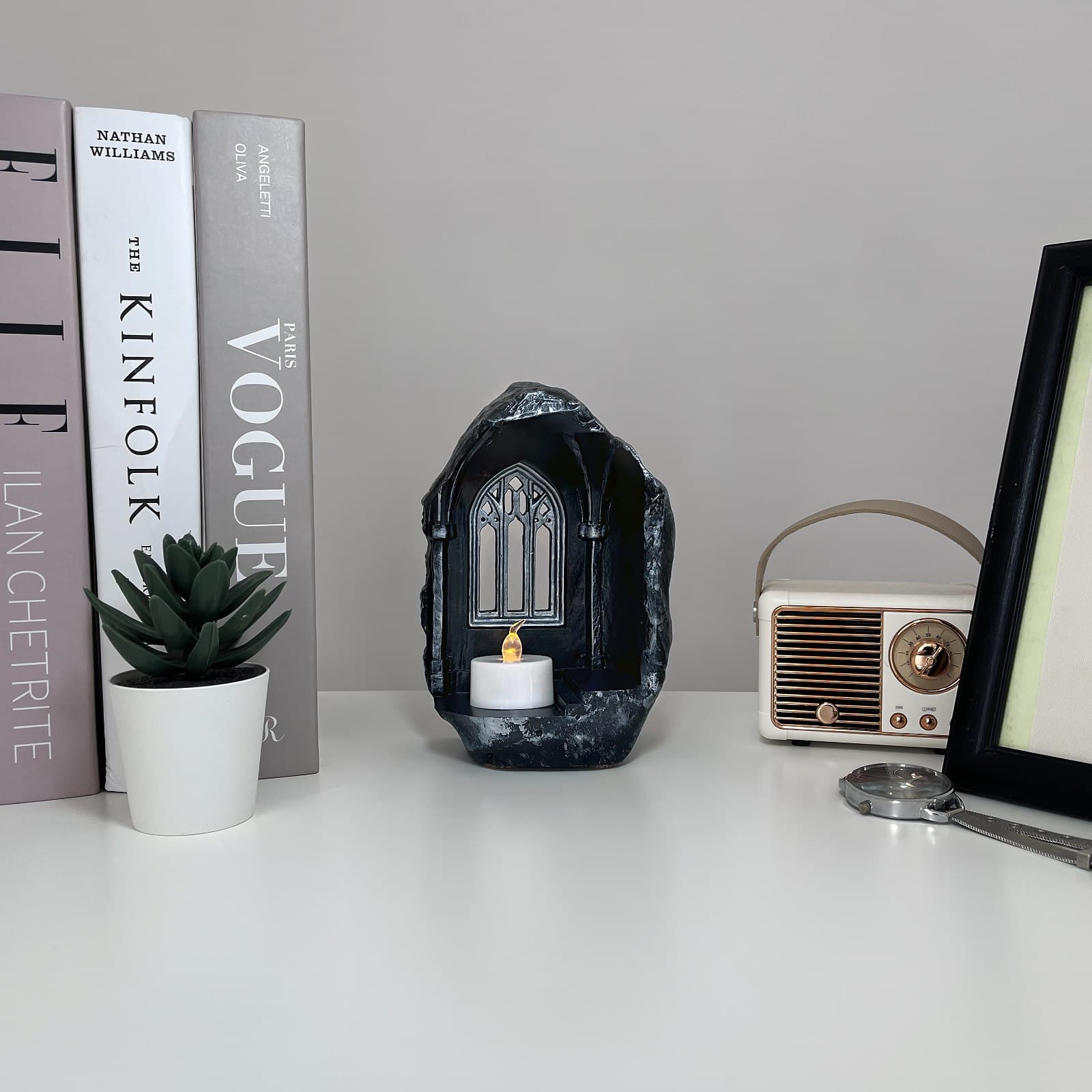 Підсвічник Чарівний Замок з Чайною Свічкою | Гіпсовий Виріб від майстерні "Щаслива Качка" - Слайд 4