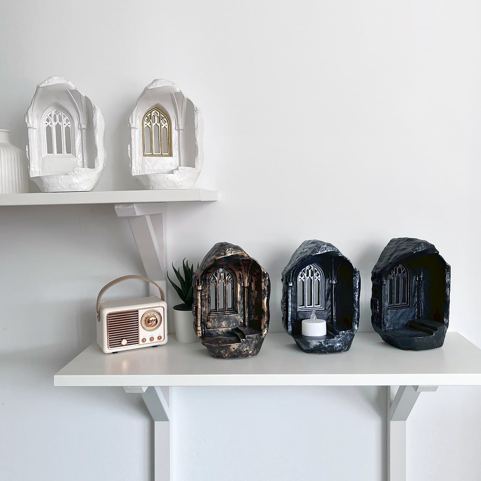 Підсвічник Чарівний Замок з Чайною Свічкою | Гіпсовий Виріб від майстерні "Щаслива Качка" - Слайд 7