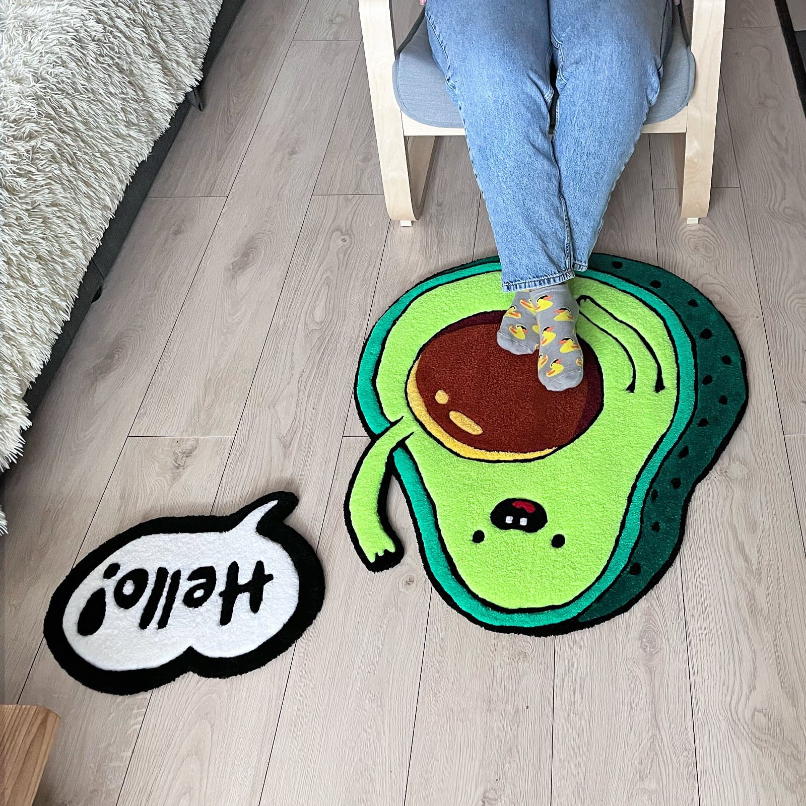 Килим Веселе Авокадо та бульбашка "Hello!" (набір з 2 килимів) | Тафтинговий Килим від майстерні "Щаслива Качка" - Слайд 11