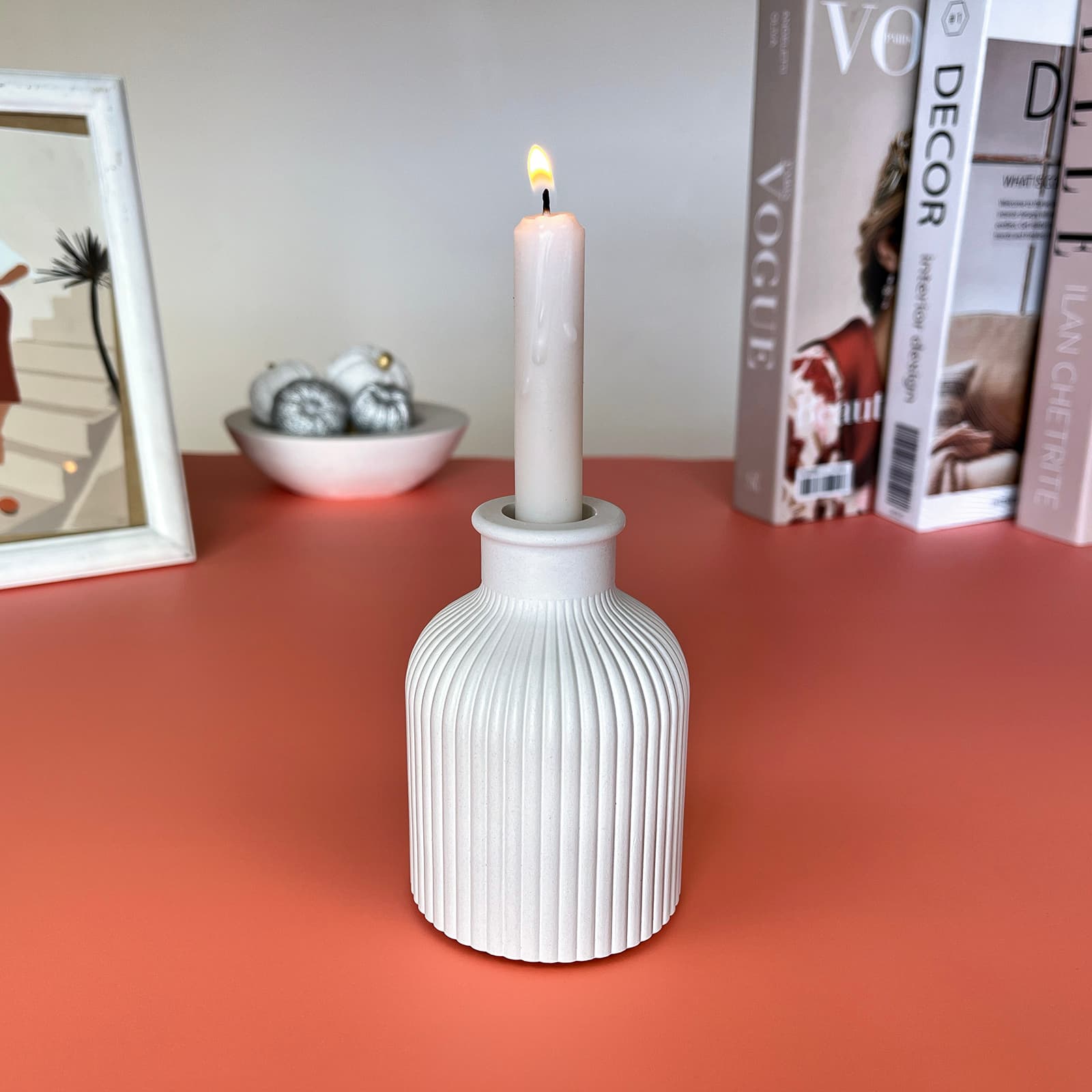 Ваза Ребриста Біла | Гіпсовий Виріб від майстерні "Щаслива Качка" - Слайд 10