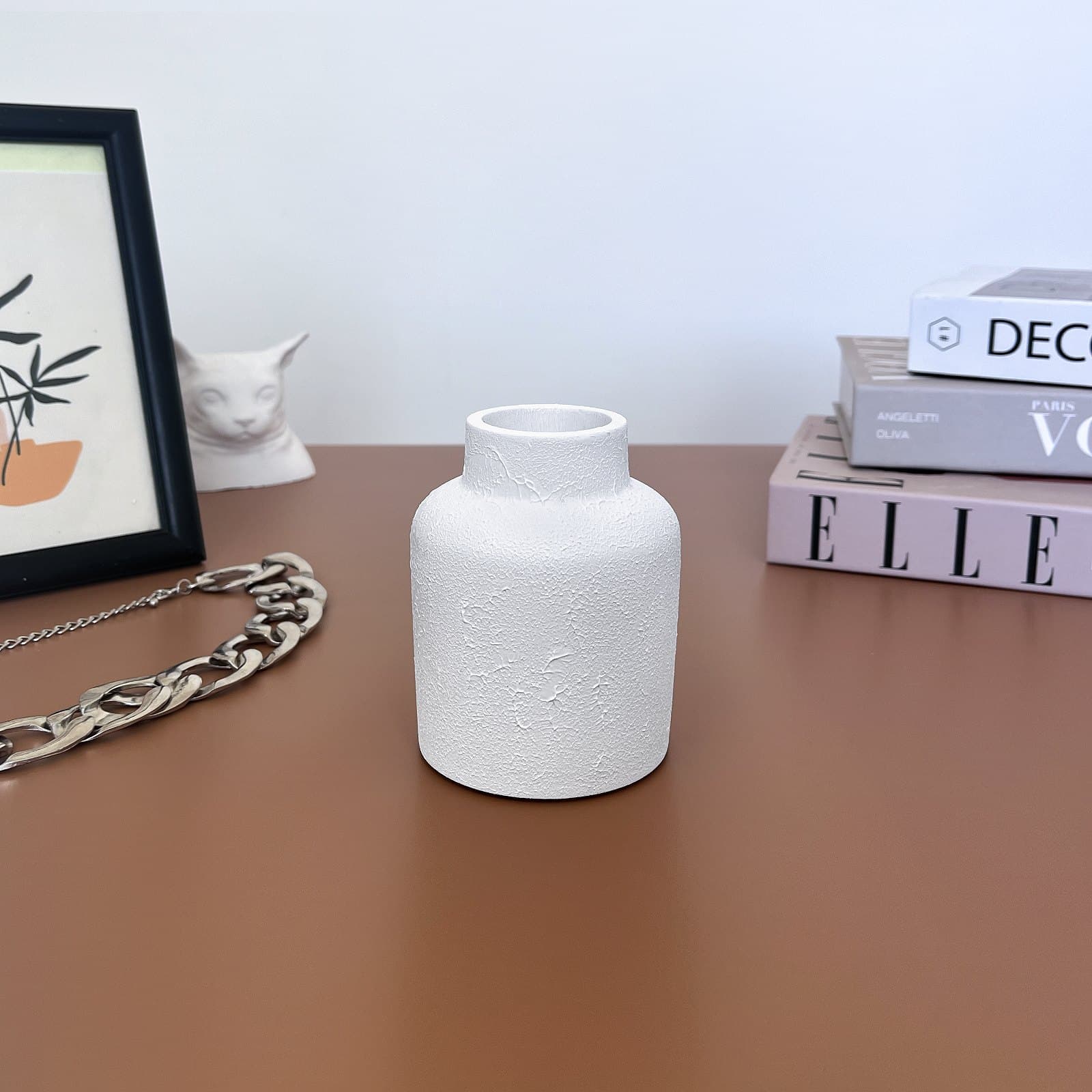Ваза Scandi Фактурна Біла | Гіпсовий Виріб від майстерні "Щаслива Качка" - Слайд 2